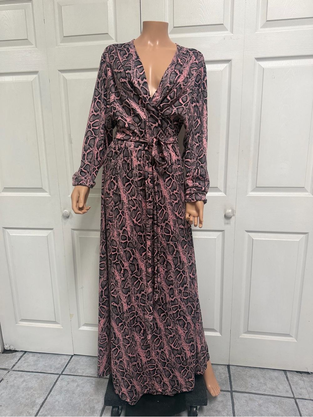 Rebdolls Pink & Black Snake-Print Wrap Maxi Dress Size 3X